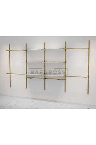 Mağaza Raf-Askılık Sistemi Butik Mağaza Stand 245 x 200 CM Gold - Mermer