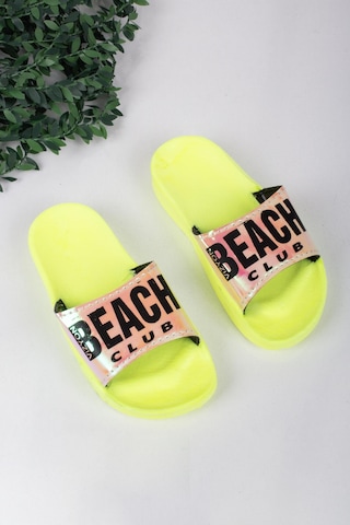 Kız Çocuk Beach Yazılı Terlik-5807-sarı Sarı