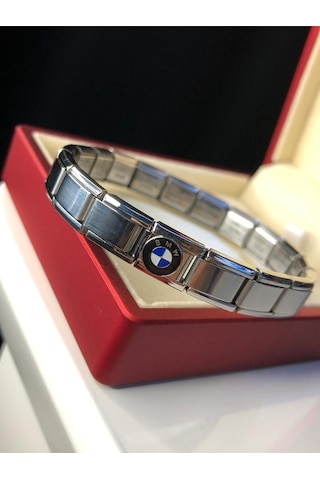 Erkek Kadın Çelik Bileklik - Bmw Logolu Italyan Charm Nomi Gümüş