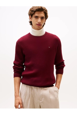 Tommy Hilfiger Pıma Ctn Cash Structure Crew Erkek Mor Kazak - Mw0mw40449 Mor