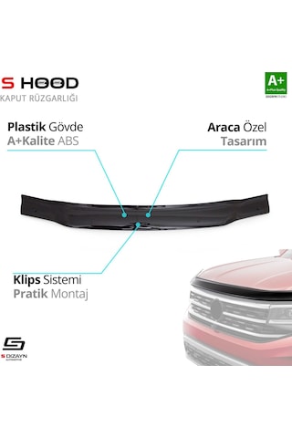 S-dizayn Mitsubishi L200 Abs Plastik Kaput Rüzgarlığı 1996-2006 A+kalite