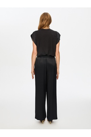 Faik Sönmez Wide Leg Fit Beli Lastikli Rayon Viskon Pantolon S26pnt004 Us26pnt00410 Siyah