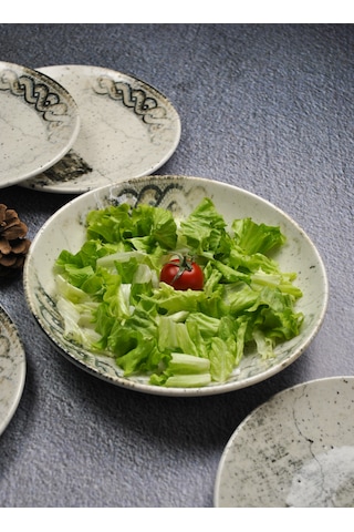 1 Adet Porselen Salata Çukur Sunum Servis Tabağı 25 Cm- Mezopotam