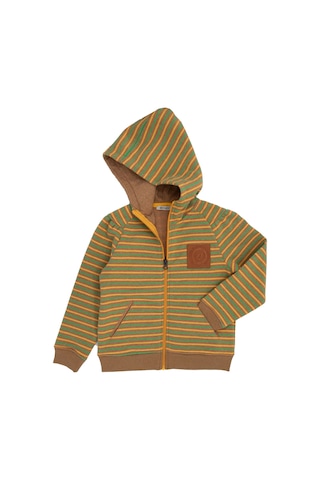 Recycle Pamuk Şardonlu Kapüşonlu Striped Kız Çocuk Ceket Çok Renkli