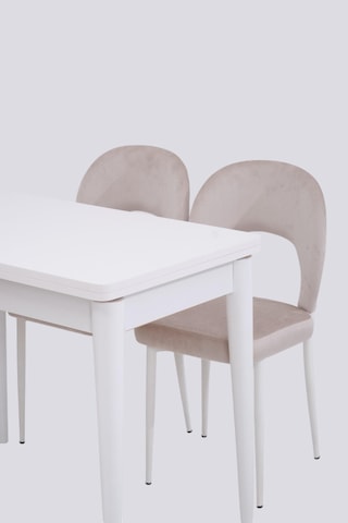 Damla Hilal Mdf Mutfak Masa Sandalye Takımı 60x100cm beyaz