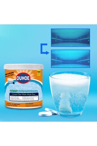 Mufunye Ouhoe Havuz Temizleme Ve Koku Giderici Fumigasyon Tabletleri, 180 Adet Kutu, Hızlı Leke Ve Alje Kaldırma, Su Berraklığı Sağlama