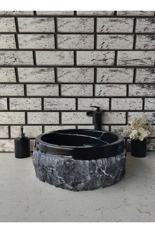 Toros Siyahı Patlatma Mermer Lavabo