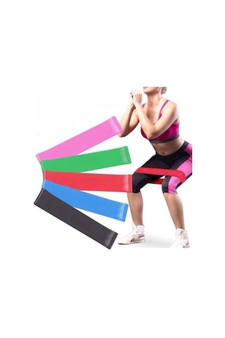 Pilates Direnç Lastiği Seti 5li Yoga Gym Egzersiz Bandı Spor Seti