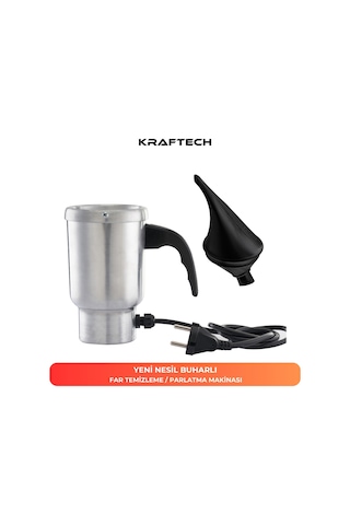 Kraftech Araba Buharlı Far Temizleme Seti Kupa Isıtıcı ve Huni