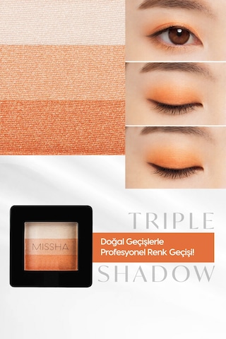 Yumuşak Dokulu, Dökülme Yapmayan 3 Renkli Göz Farı Triple Shadow No.8 Orange Parade 8