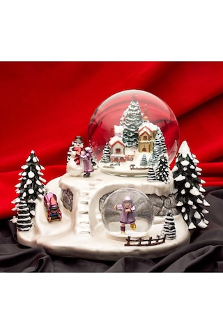 Yerli, El Boyama, Müzikli, Kendinden Üflemeli, Kar Manzarası 120+65 Mm, Lüks Kar Küresi. Magnetdepo