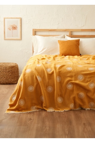 Bella Maison Sunny Pamuklu Çift Kişilik Yatak Örtüsü Sarı 200x220 Cm Sarı