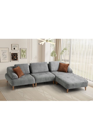 Arti Ahşap Ayaklı Köşe Takımı Gri