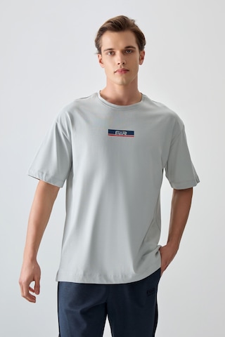 Air Jones Tommy Life Taş %100 Pamuk Kalın Yumuşak Dokulu Oversize Fit Baskılı Erkek T-shirt - 88359 Taş