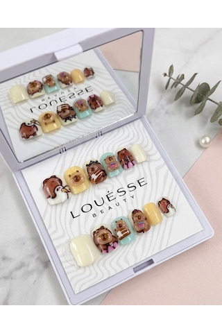 Louésse Capybara Friends Takma Tırnak 12 Li 3d Kapibara Figürlü Cute Nail