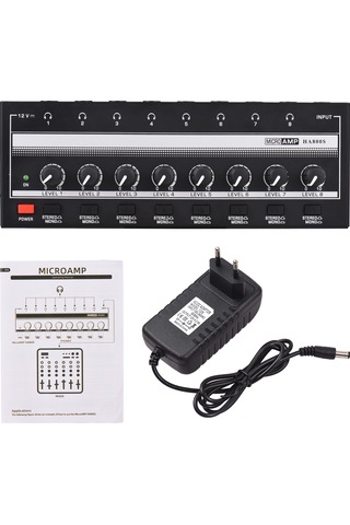 Hfambition 8 Kanal Stereo Kulaklık Amfi - Ultra Düşük Gürültü - Yüksek Güç - Optimum Ses Kalitesi - Avrupa Standartı