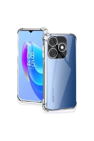 Tecno Uyumlu Spark 10c Kapak Kamera Korumalı Airbag Antishock Köşe Korumalı Şeffaf Silikon Kılıf