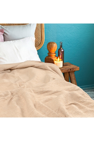 Verra Home Pamuk Battaniye Tek Kişilik Tv Battaniyesi 130 x 170 CM Bej