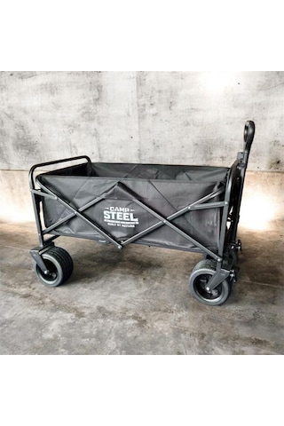 Camp Steel 100 Litre Fren Sistemli, Rulmanlı, Kalın Teker, Xxl Boy Katlanır Vagon 91x50x56 Cm Plaj Taşıma Ve Kamp Piknik Arabası - Siyah