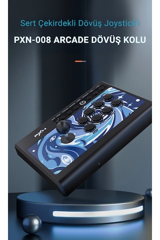 008 Arcade Dövüş Kolu Mavi Switch Mekanik Tuşlar, 50 Milyon Basım, Turbo Fonksiyonu, Klasik Çelik Joystick