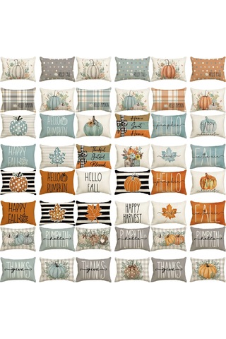 Skycity Sonbahar Kabak Akçaağaç Yapraklı Desenli聚酯 Pillowcase 2 Adet - Teşekkür Günü Dekorasyonu Koltuk Araba Yastığı Mavi