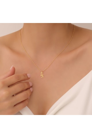 Vaoov 925 Ayar Gümüş İki Harfli Minimal Kolye