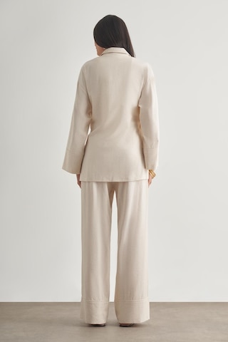 Mizalle Keten Karışımlı Anvelop Bağlı Bej Rengi Kimono Ceket Bej