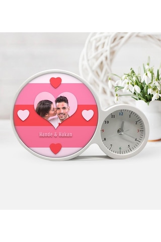 Sevgiliye Özel Fotoğraflı Saatli Sihirli Led Ayna Çerçeve - 20