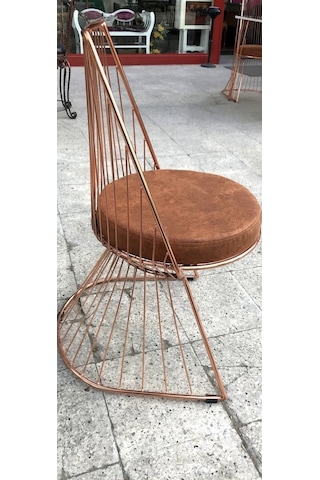 Bengimobilya Sandalye Istanbul Tel Model Metal Çelik Rose Kaplama Kiremit Merm