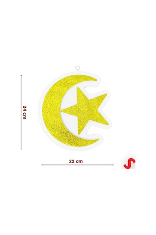 Ramazan Ay Yıldız Strafor Süs, 24cm X 22cm - Altın 0-99