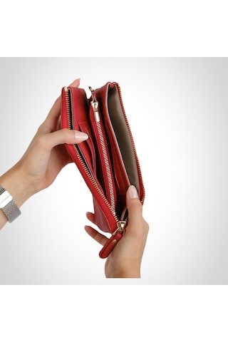 Mft Leather Hakiki Deri Kadın Cüzdan Çanta Almeda 5463 Flother Mat Kırmızı