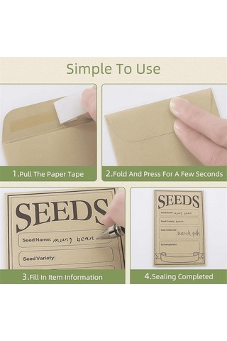 Pazly 100 Adet Kendinden Yapışkanlı Tohum Zarfı - Organizasyon Ve Koruma İçin Kraft Kağıt Seti