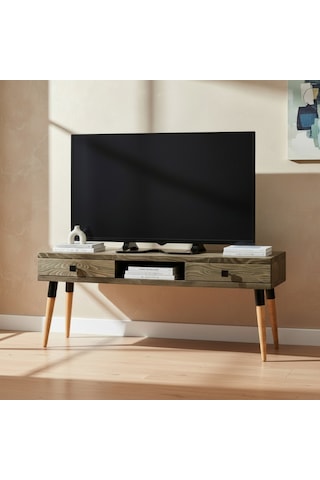 Masif Ahşap Tv Ünitesi 150 Cm İskandinav Stil, Doğal, 2 Çekmeceli Ve 1 Raflı Modest Tv-150 Cv Tk Ceviz - Ahşap