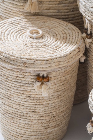 Aria Hasır 5 Li Çok Amaçlı Sepet Seti Krem