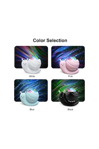 Pazly Bt Hoparlörlü Gece Lambası, Salyangoz Yıldızlı Gökyüzü Projeksiyon L6534w Beyaz Beyaz