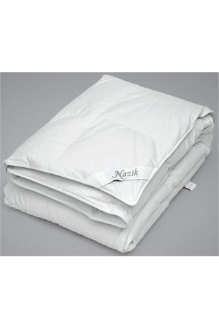 Nazik Home Kaz Tüyü Yorgan Renkli Biyeli %5 Kaz Gıdık %95 Kaz Sır Beyaz