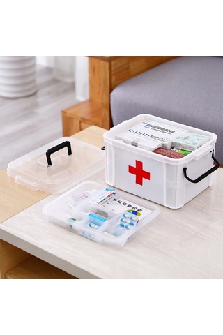Sones Aile Çok Katmanlı Acil Tıp Saklama Kutusu Ev Plastik Kutusu, Boyut: L Beyaz