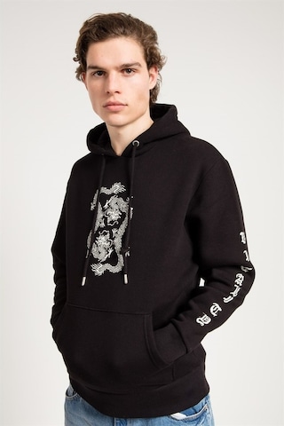 Jahr Marc Dragon Baskılı Siyah Oversize Erkek Sweatshirt Siyah