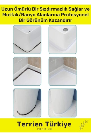 Duş Pvc Lavabo Küvet Tezgah Kenar Banyo Mutfak Pencere 1,5 Mt Su Sızdırmaz Geçirmez Yalıtım Bant