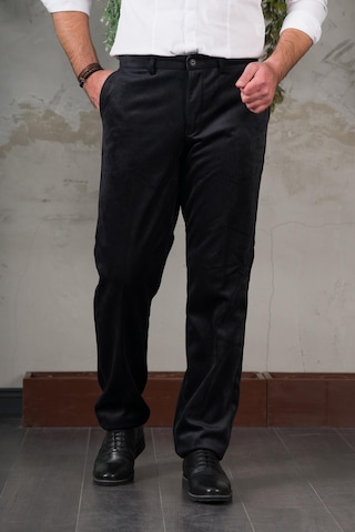 İnce Fitilli Regular Kesim Boru Paça Erkek Kadife Pantolon siyah Siyah