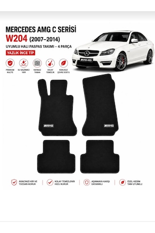 Mercedes Amg C Serisi W204 2007 2014 Uyumlu Halı Paspas Takımı 4 Parça Yazlık İnce