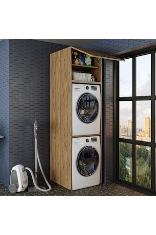 Banyo Dolabı 231,2 X 67 Cm Çamaşır Ve Kurutma Makinesi Dolabı Atl Atlantik Çam