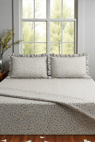 Sarı Çiçekli Fırfırlı Yastık Kılıflı Çarşaf Seti Çok Renkli