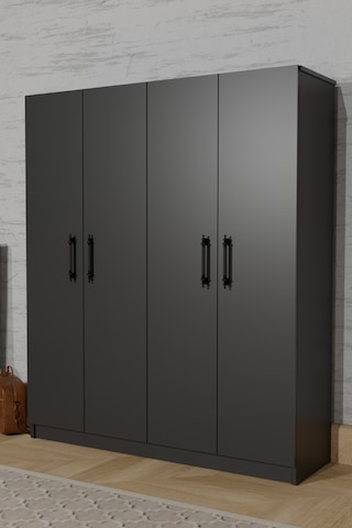 Ae-1054 Arena Antrasit Gri Gardırop 4 Kapaklı 2 Askılıklı, 6 Rafl