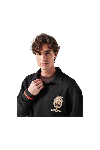 Gsstore X Midground Polo Sweatshirt E251206 Siyah