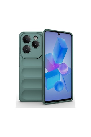 Zore İnfinix Hot 40 Pro Kılıf Esnek Tpu Oyuklu Arka Yüzey Tasarımlı Msra Etnik Silikon Kapak - Koyu Yeşil Yeşil