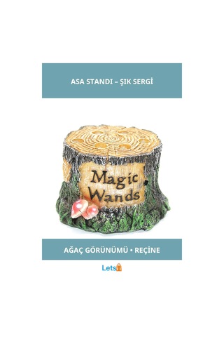 Doğal Ahşap Görünümlü Sihirli Asa Standı 6 Adet Kapasiteli Dekoratif Ürün 1 Adet