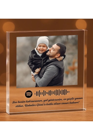 Bk Gift Kişiye Özel Fotoğraflı Ve Spotify Barkodlu Akrilik Masa Çerçevesi-1 Sevgiliye Hediye, Doğum Günü Hediyesi, Babalar Günü Hediyesi Kobitmeyenc