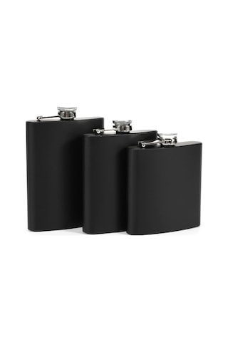 Sones 6oz 304 Paslanmaz Çelik Mat Siyah Boyalı Şişe Viski Votka Şarap Tenceresi Cep Şişesi