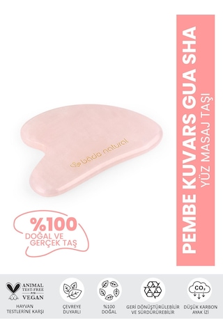 Bade Natural Pembe Kuvars Gua Sha %100 Doğal Ve Gerçek Yüz Masaj Taşı